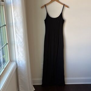 Black Maxi Slip Dress with Thin Straps